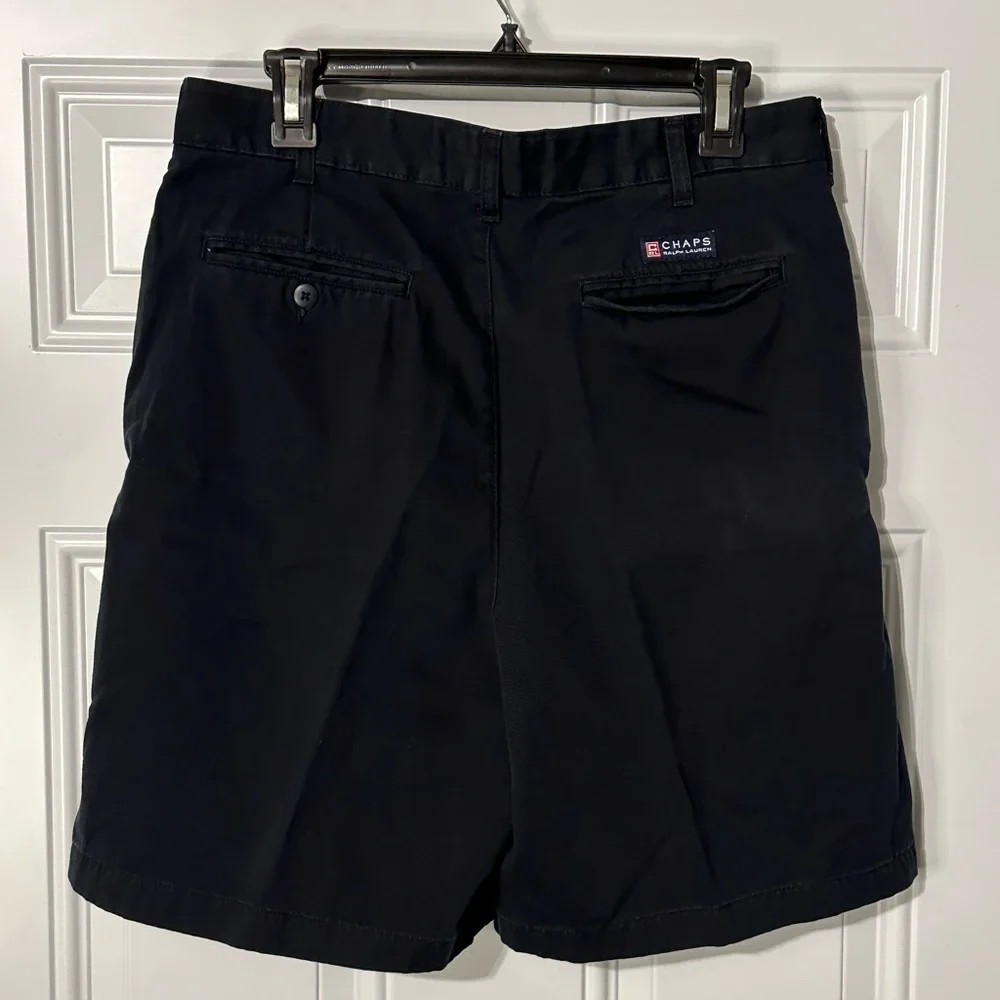 Chaps Ralph Lauren Pleated Chino Shorts Men's Size 34 Navy Pockets 7.5
